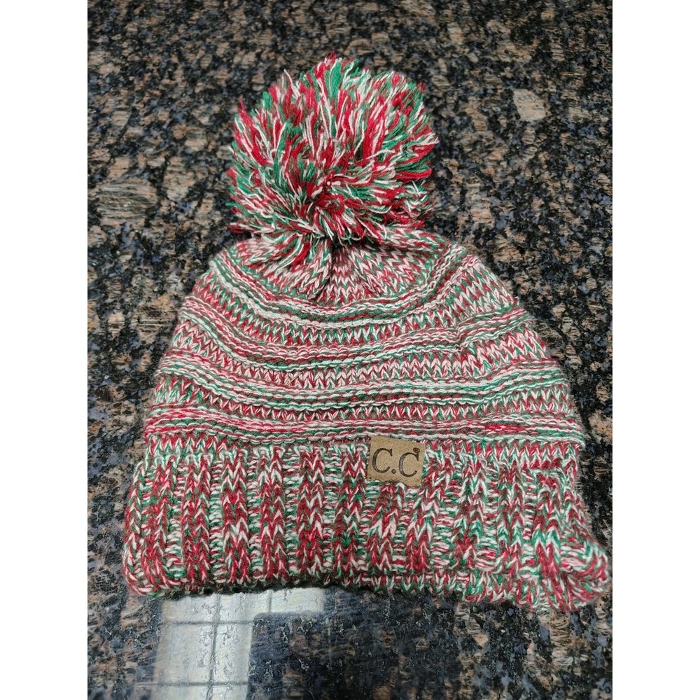 C.C Exclusive Christmas Color Pom beanie Hat